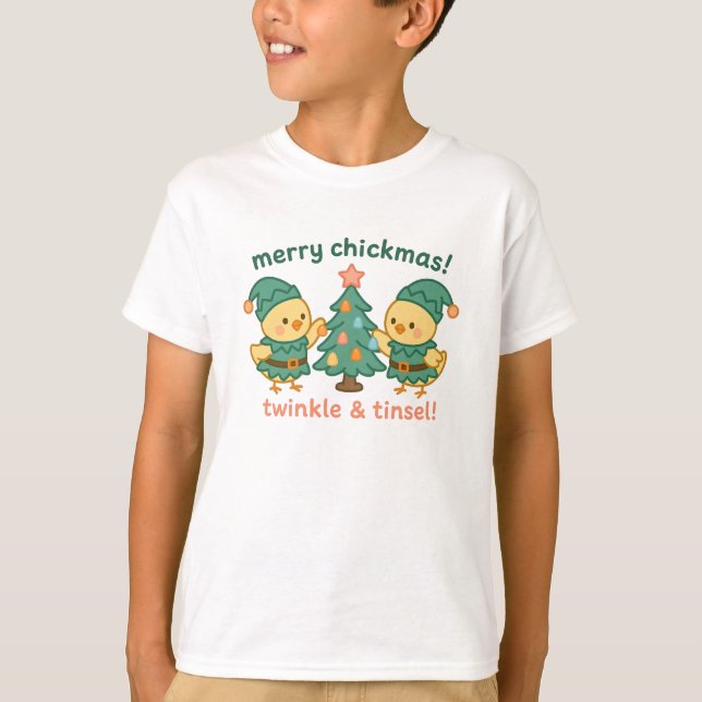 Camiseta Merry Chickmass Kids Chicken Shirt |Cute Christmas (Frente)