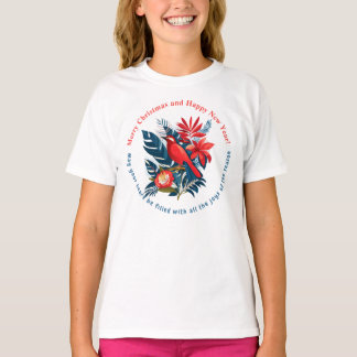 Camiseta Merry Christmas and Happy New Year! Red Bird BOHO