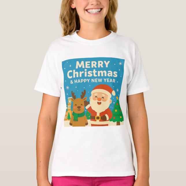 Camiseta Merry Christmas and Happy New Year - Santa (Frente)