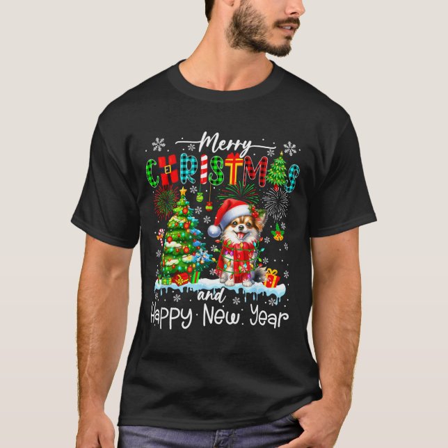 Camiseta Merry Christmas And Happy New Year Santa Chihuahua (Frente)
