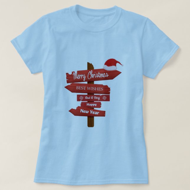 Camiseta Merry Christmas and Happy New Year Wooden Arrows (Frente do Design)