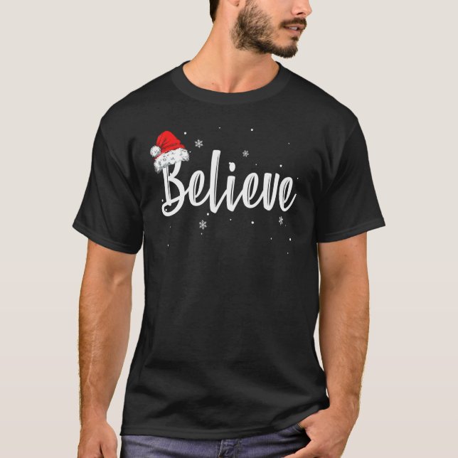 Camiseta Merry Christmas Believe in Santa Claus 1 (Frente)