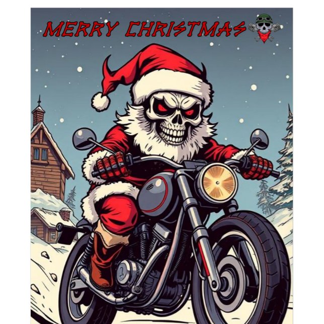 Camiseta Merry Christmas Biker Skeleton Santa (Criador carregado)