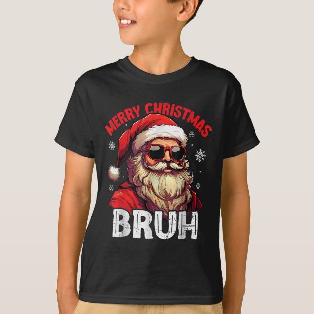 Camiseta Merry Christmas Bruh Funny Santa Claus Retro Men W (Frente)