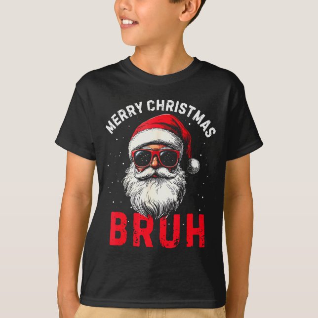 Camiseta Merry Christmas Bruh Funny Santa Claus Retro Men W (Frente)