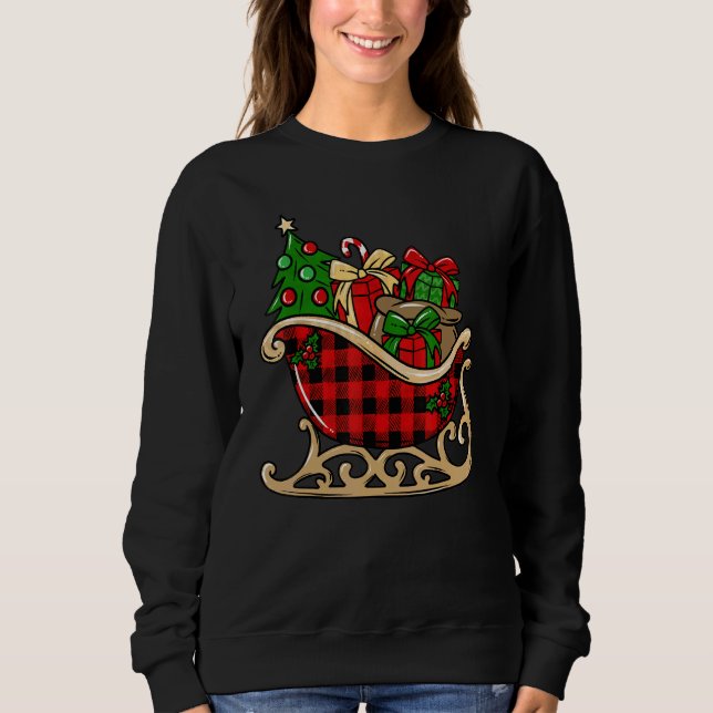 Camiseta Merry Christmas  Buffalo Plaid Christmas Sleigh (Frente)