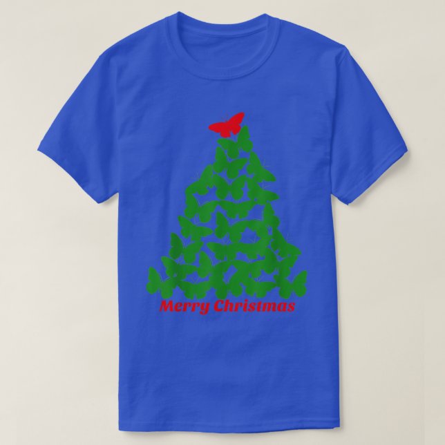 Camiseta Merry Christmas Butterfly Tree   Short Sleeve  (Frente do Design)