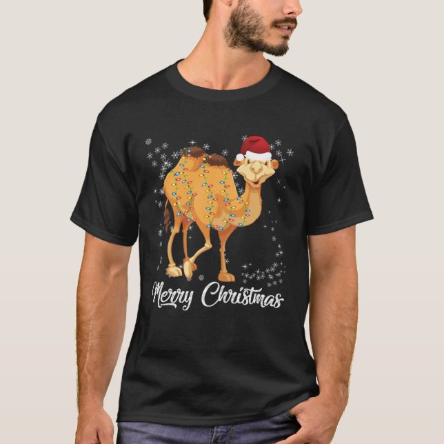 Camiseta Merry Christmas Camel Ugly Sweater Santa Claus Xma (Frente)