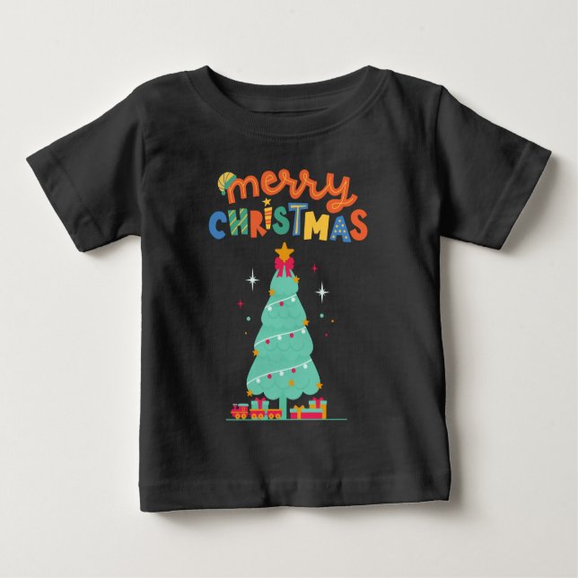 Camiseta MERRY CHRISTMAS - Camisa-T da árvore de Natal (Frente)