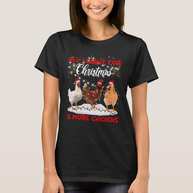 Camiseta Merry Christmas Chicken  Santa Hat Lights Xmas (Frente)