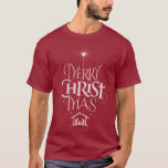 Camiseta Merry CHRISTmas Christian Chalkboard Calliografia<br><div class="desc">Dizemos "Feliz Natal",  mas esquecemo-nos muitas vezes da origem das palavras. Esta letra original usa sua design única para contar a história de forma simples e elegante. Mostre seu espírito de Natal.</div>