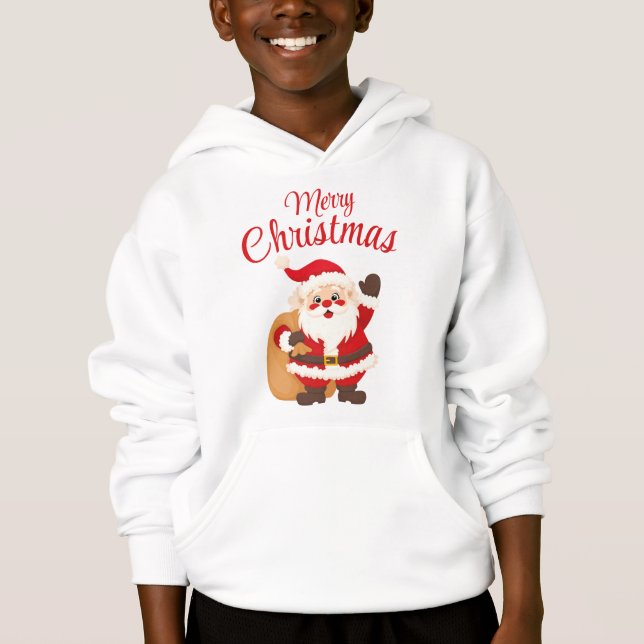 Camiseta Merry Christmas Cute Cartoon Santa Claus Simple (Frente)