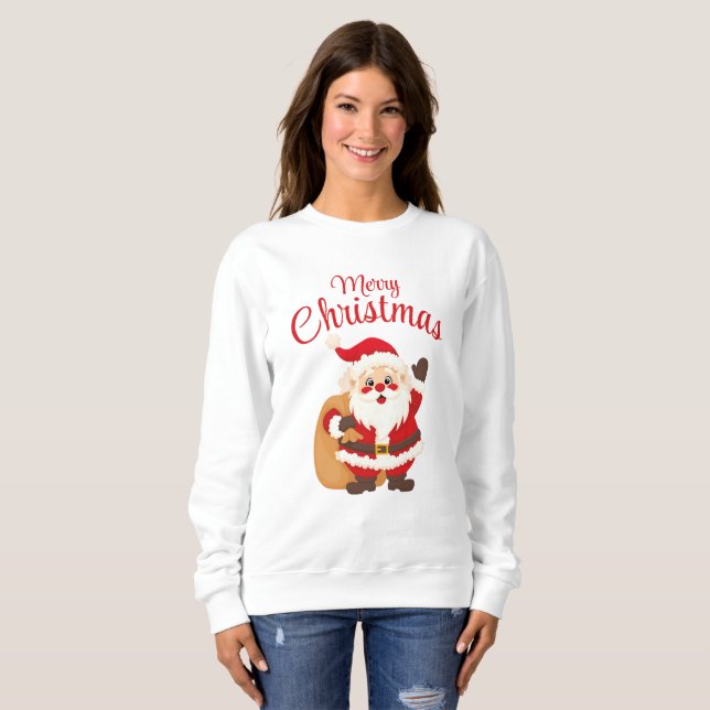 Camiseta Merry Christmas Cute Cartoon Santa Claus Simple (Frente Completa)