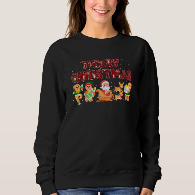 Camiseta Merry Christmas Cute Gingerbread Santa Reindeer Co (Frente)