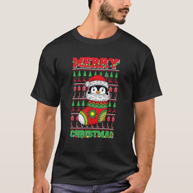 Camiseta Merry Christmas Cute Penguin Ugly Xmas 1 (Frente)