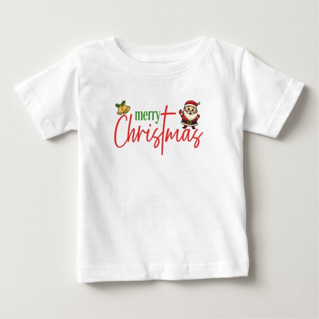 Camiseta Merry Christmas Cute Santa Script Tee (Frente)