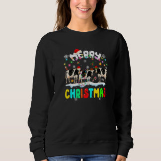Camiseta Merry Christmas Dairy Cow Santa Hat Xmas Lights P