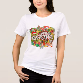Camiseta Merry Christmas Doodle Extravaganza