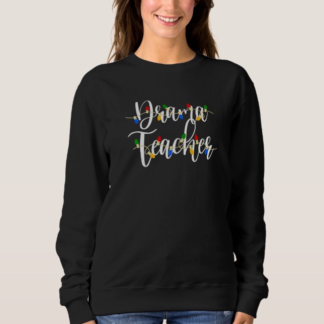 Camiseta Merry Christmas Drama Teacher Christmas Lights Paj (Frente)