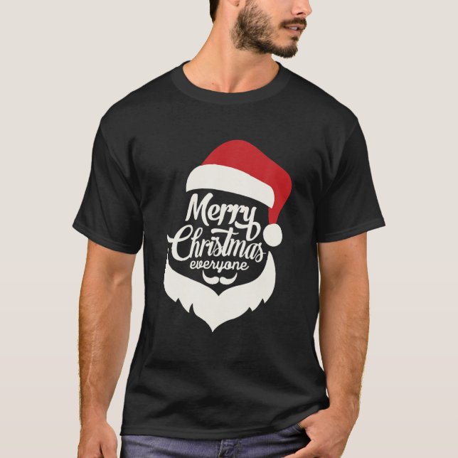 Camiseta Merry Christmas Everyone Red Santa Hat (Frente)