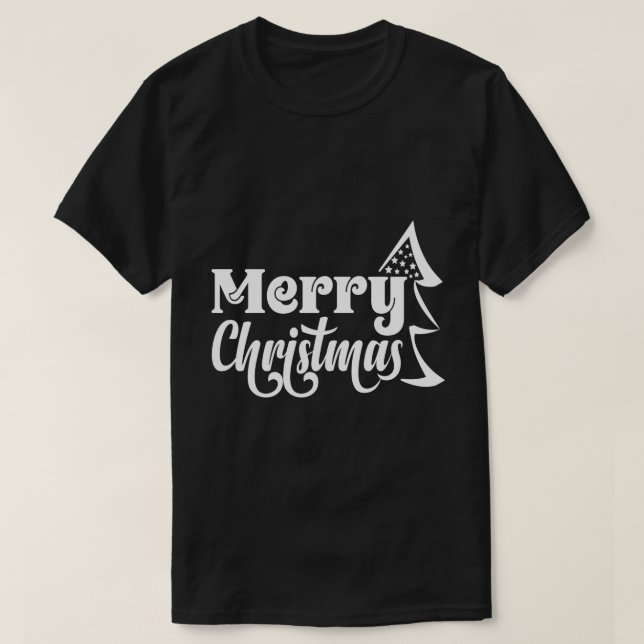 Camiseta Merry Christmas" Festive Tree Typography (Frente do Design)