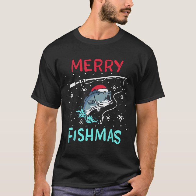 Camiseta Merry Christmas Fishmas Funny Fishing Fish Gift Pr (Frente)