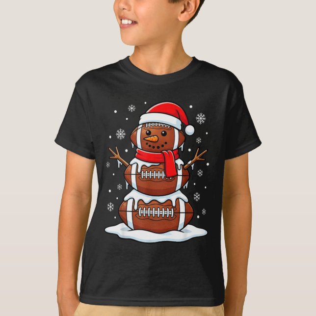 Camiseta Merry Christmas Football Snowman Holiday Srts Xmas (Frente)