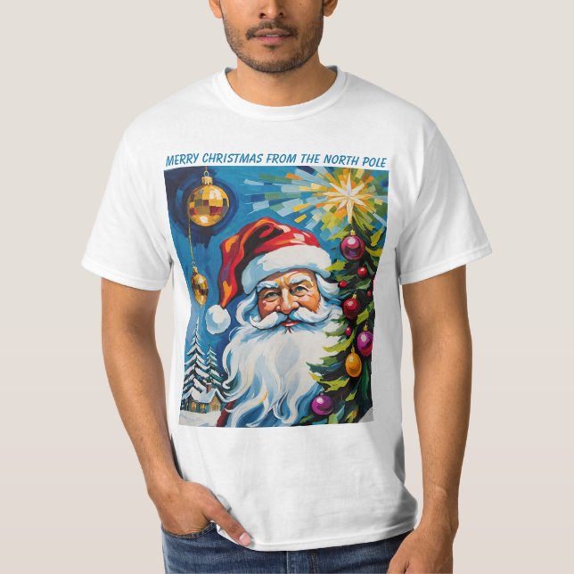 Camiseta Merry Christmas From The North Pole Santa Clause (Frente)