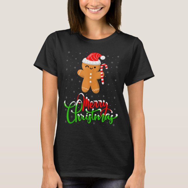 Camiseta Merry Christmas Funny Gingerbread Cookie Baking Ch (Frente)