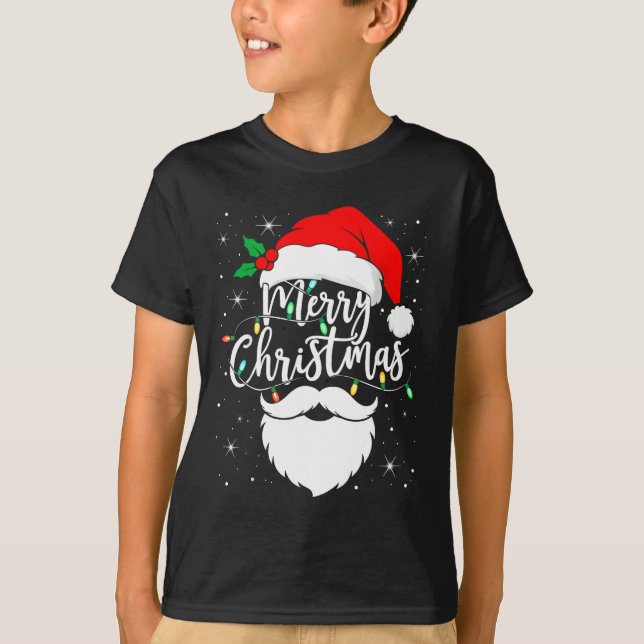 Camiseta Merry Christmas Funny Santa Claus Hat And Beard Xm (Frente)
