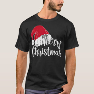 Camiseta Merry Christmas Gift Cute Santas Hat Funny Womens
