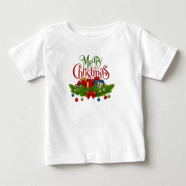 Camiseta  Merry Christmas Gifts & Garland Holiday Tee (Frente)