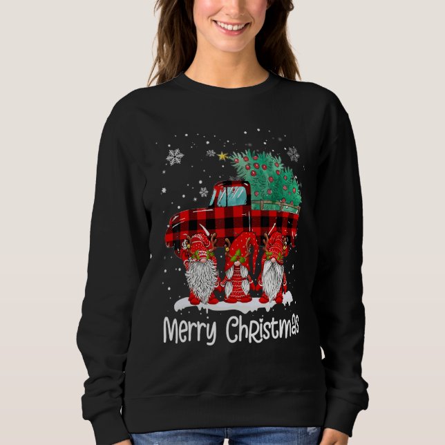 Camiseta Merry Christmas Gnomes Santa Reindeer Plaid Truck  (Frente)
