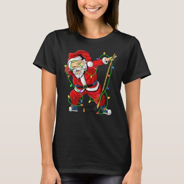Camiseta Merry Christmas Ice Hockey Dabbing Santa Claus Hoc (Frente)