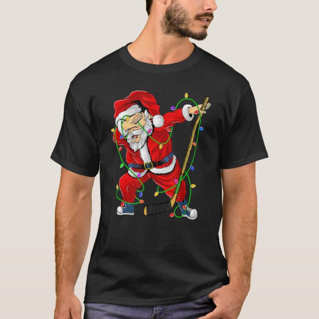 Camiseta Merry Christmas Ice Hockey Dabbing Santa Claus Hoc (Frente)
