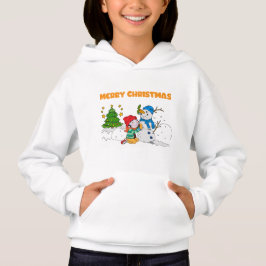 Camiseta Merry Christmas Kid Building Snowman Festive T-Shi
