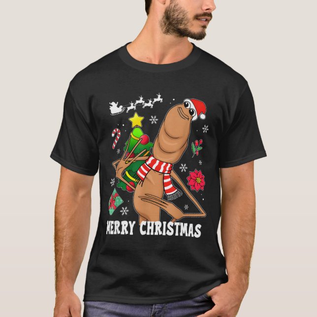 Camiseta Merry Christmas Marcus The Worm Funny Unhinged Mem (Frente)