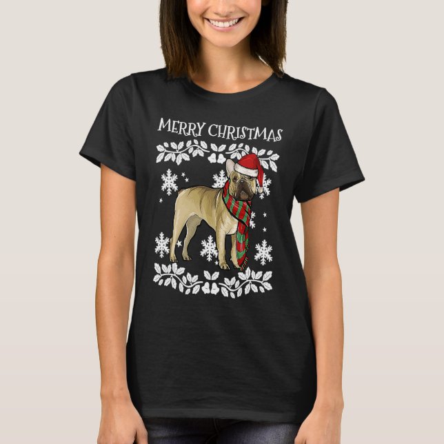 Camiseta Merry Christmas Ornament French Bulldog Xmas Santa (Frente)