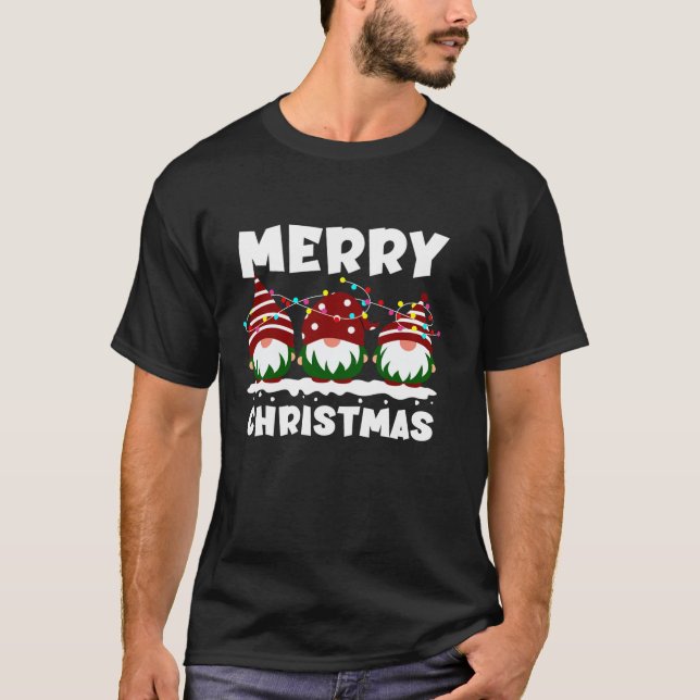 Camiseta Merry Christmas Outfit Gnomes Matching Family Retr (Frente)