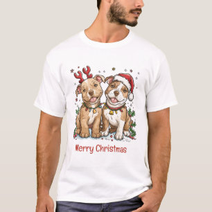 Camiseta Merry Christmas Pit Bull Cães