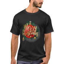 Camiseta Merry Christmas Red Golden Ornament | Pre