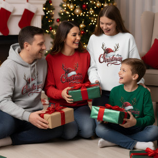 Camiseta Merry Christmas Reindeer Antlers & Santa Hat T-Shi