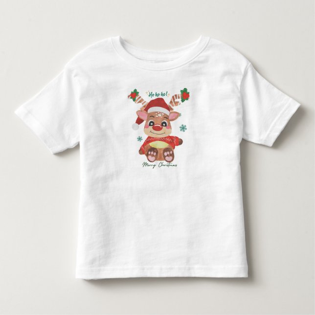 Camiseta Merry Christmas Reindeer - Festivo e Divertido (Frente)