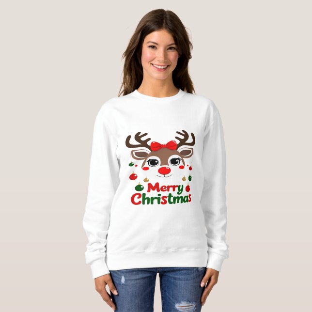 Camiseta Merry Christmas – Reindeer Lights & Cheer (Frente Completa)