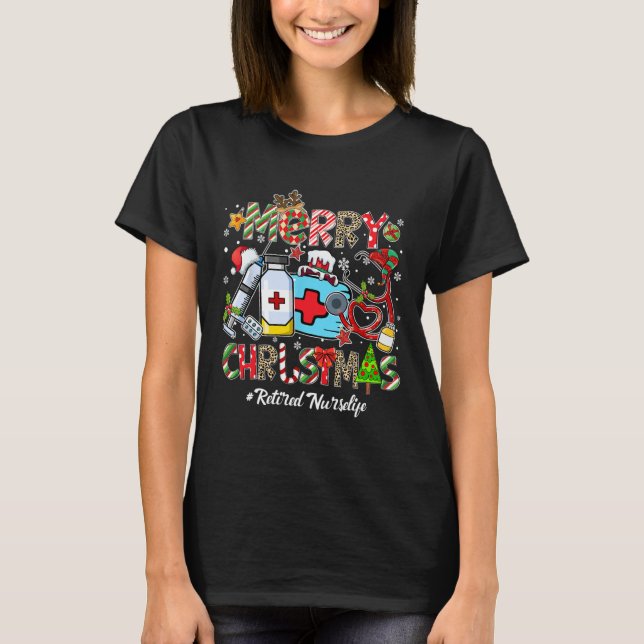 Camiseta Merry Christmas Retired Nurse Life Men Women Xmas  (Frente)