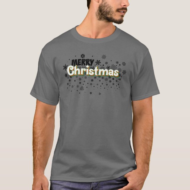 Camiseta Merry Christmas Retro Snowflakes 80’s (Frente)