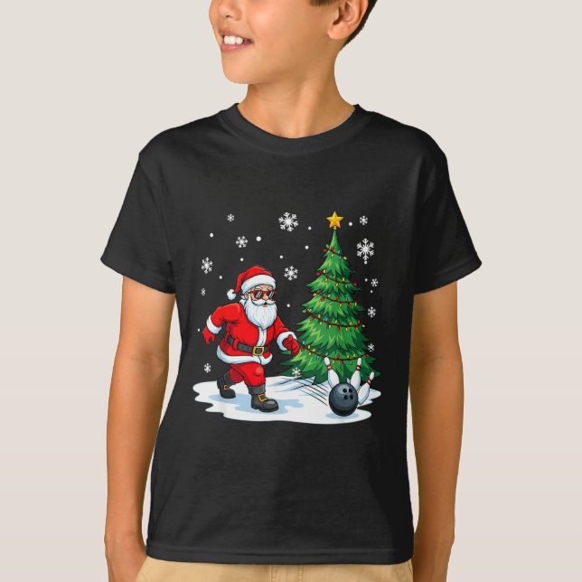 Camiseta Merry Christmas Santa Playing Bowling Srt Lovers  (Frente)