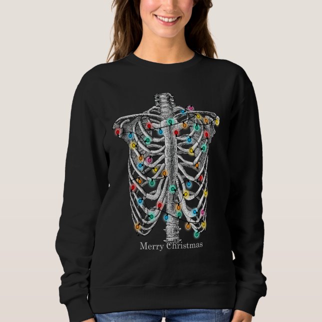 Camiseta Merry Christmas Skeleton Ribcage With String Of Li (Frente)