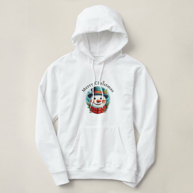 Camiseta Merry Christmas Snowman Hoodie –  Winter Holiday (Frente do Design)
