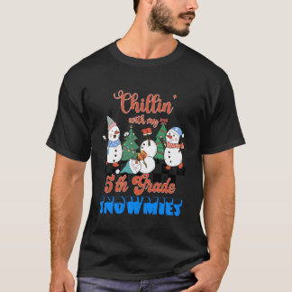 Camiseta Merry Christmas Teacher's Chillin with My 5th Grad